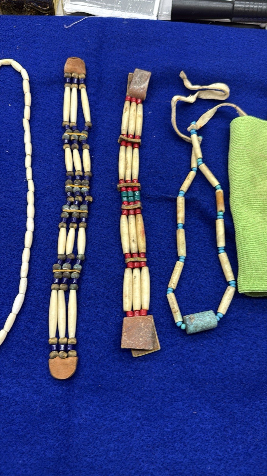 Handmade Native American Hair Pipe Choker Abalone Shell Beaded Necklace Set 4 +