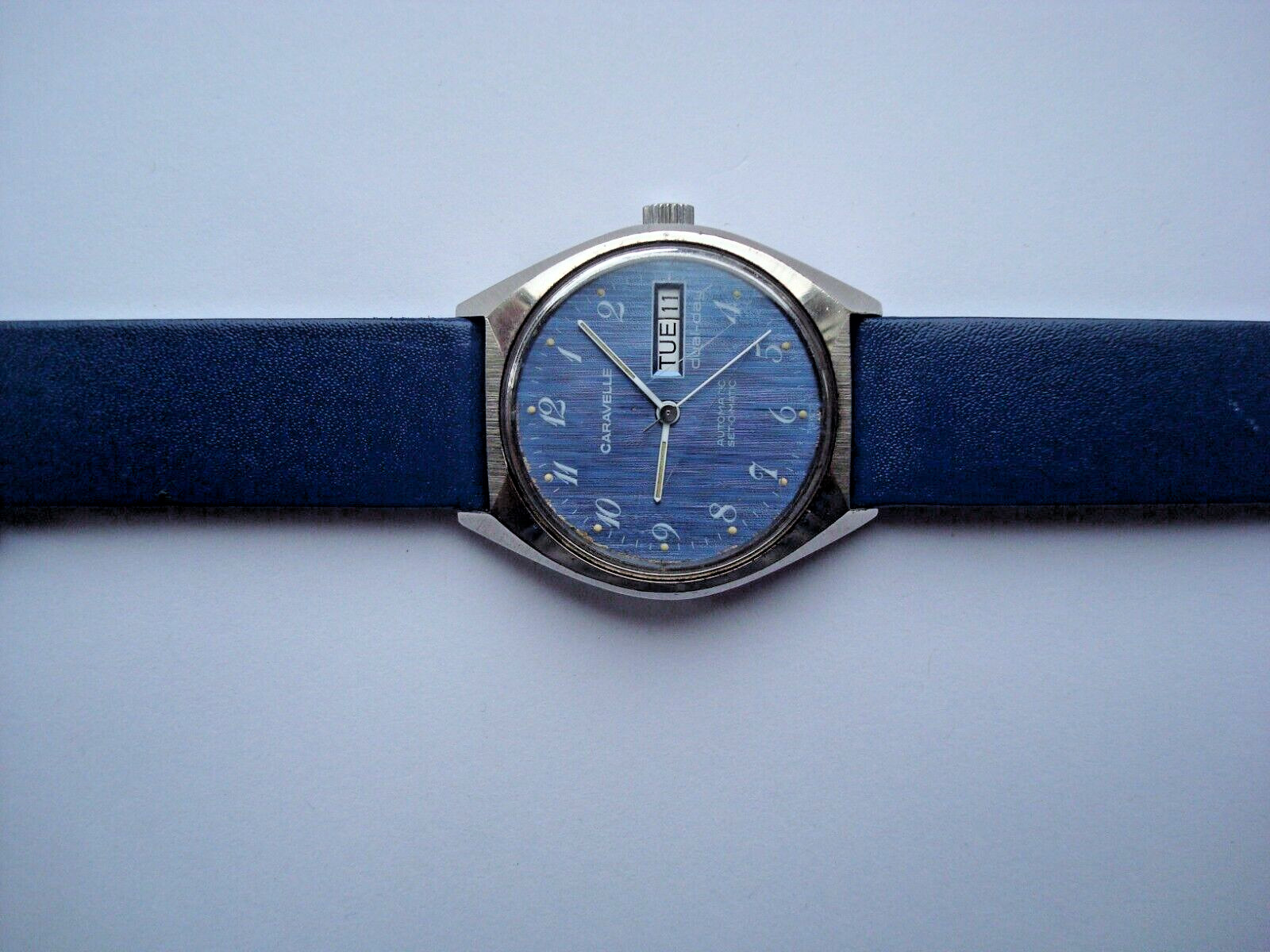 Caravelle Bulova Dual Day Men’s Automatic Watch ETA 2879 Blue Dial New Band Runs