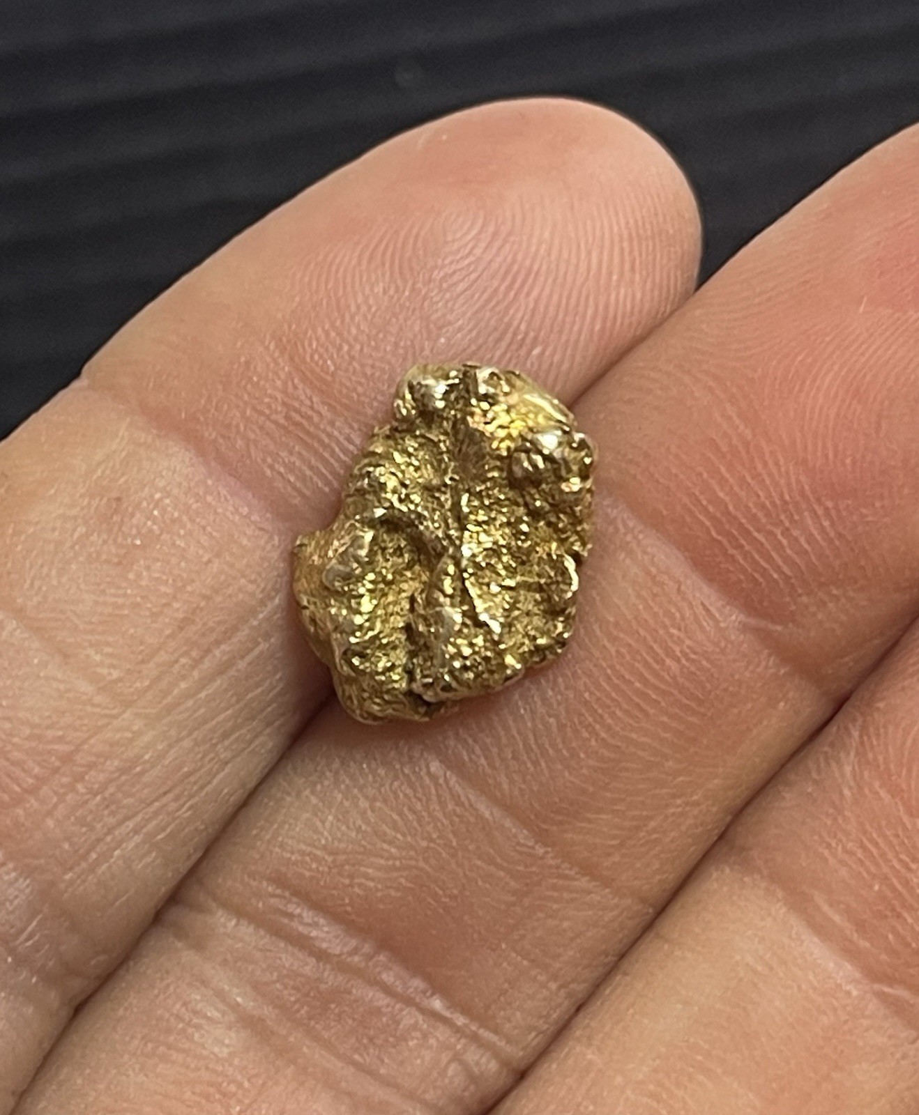GENUINE YELLOW GOLD NUGGET TIE TACK LAPEL PIN JEWELER TESTED At 10K