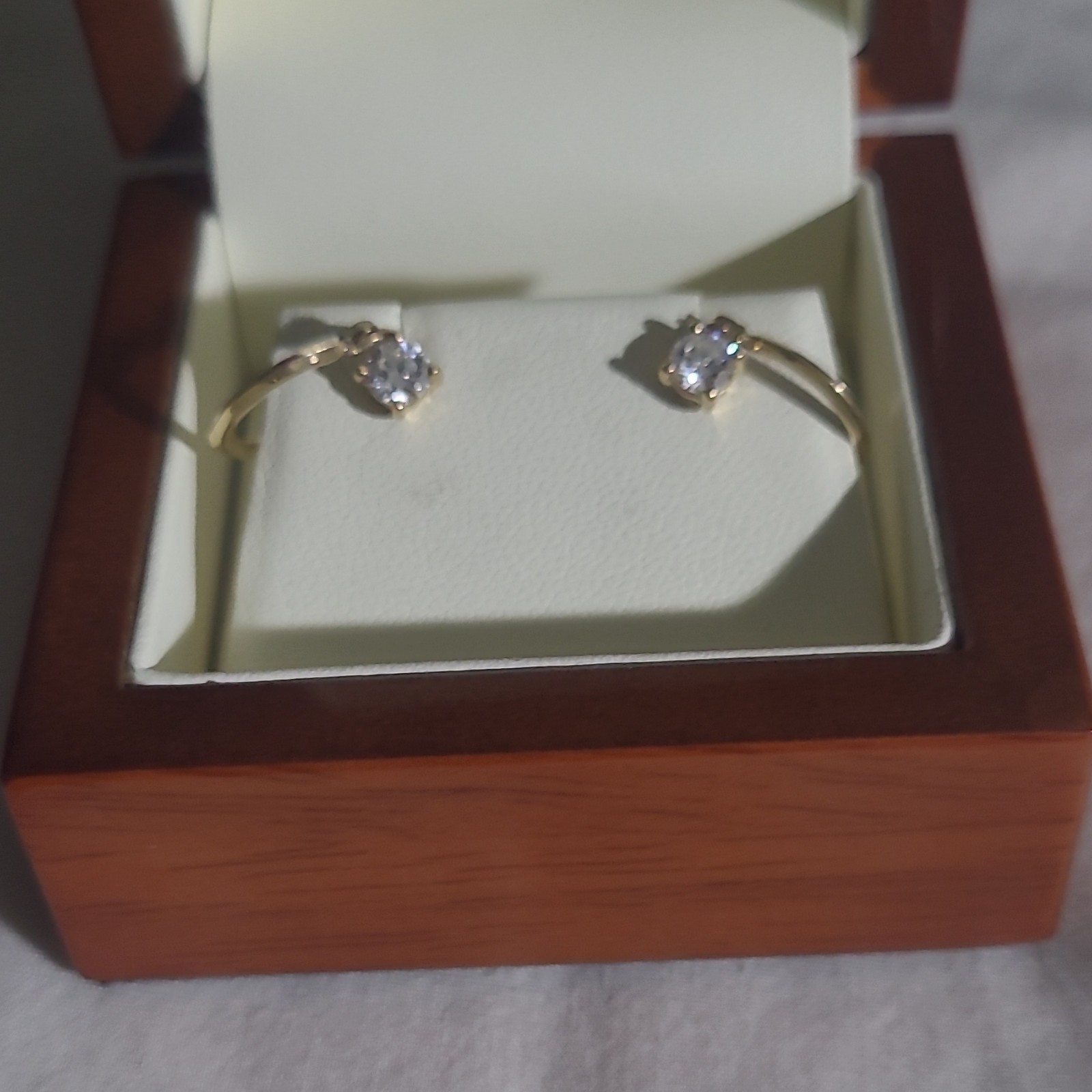 Gold Tone Round Clear Crystal Stud Earrings Prong Set Butterfly Back