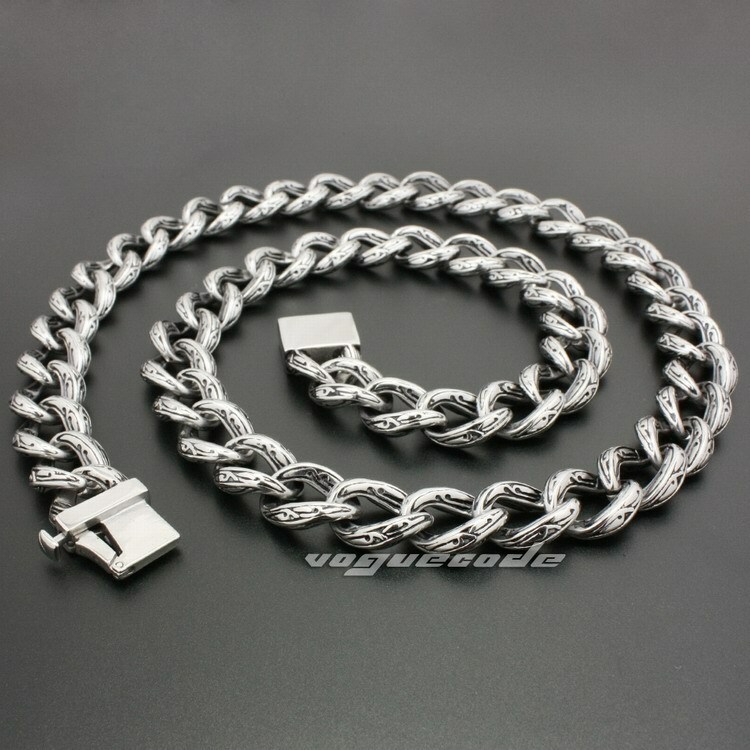 Stainless Steel Link Chain Biker Rock Punk Necklace 5C016NA 18″ ~ 36″ BZ