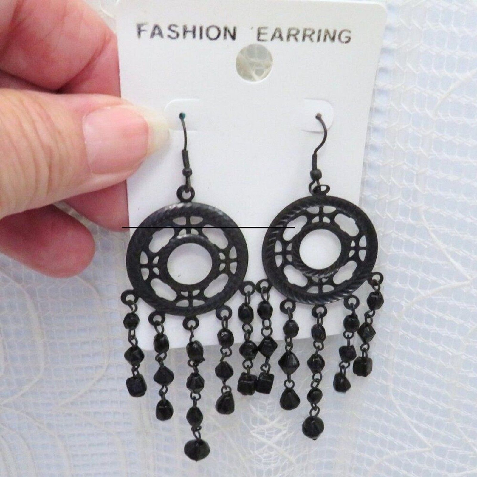 Chandelier Earrings Women Black Dangles Boho Gypsy Style Casual Goth Witchy Long