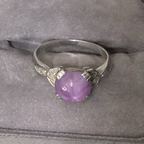 10% Iridium Platinum Ring Size 5.5 – ?Purple Sapphire & Diamonds? Estate