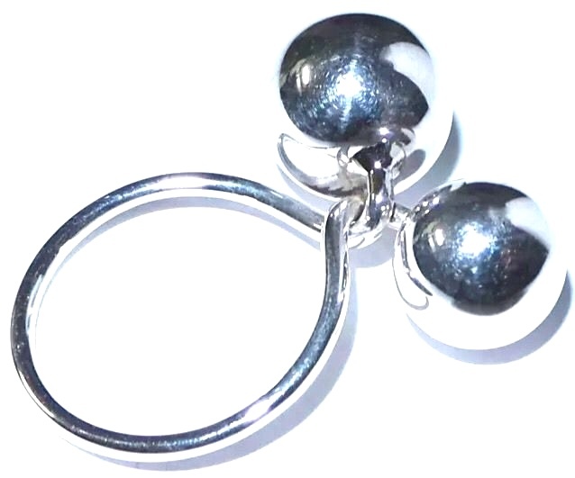 NEW 12mm/8mm SOLID 925 Sterling Silver Duo Twist Sphere BALLS ring 5.36g Size 8