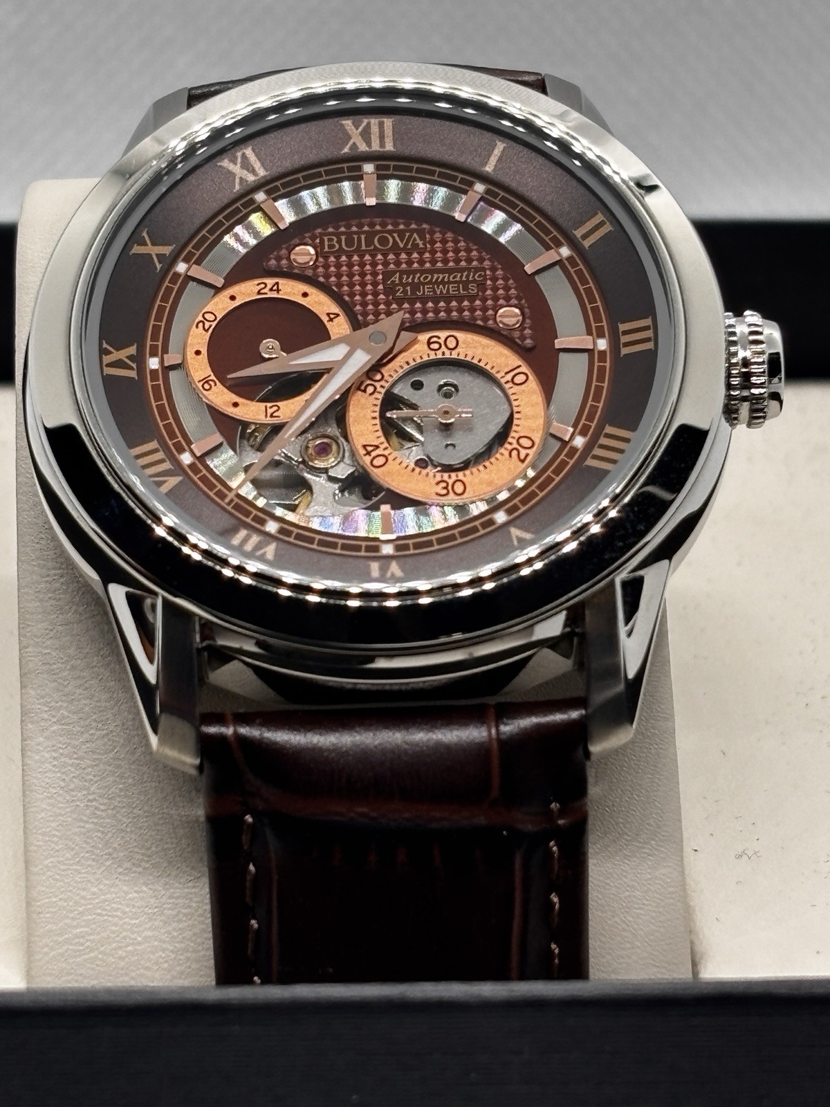 NOS Bulova Sutton BVA Automatic Open Heart 96A120 Men’s Watch w/ Box – Unworn