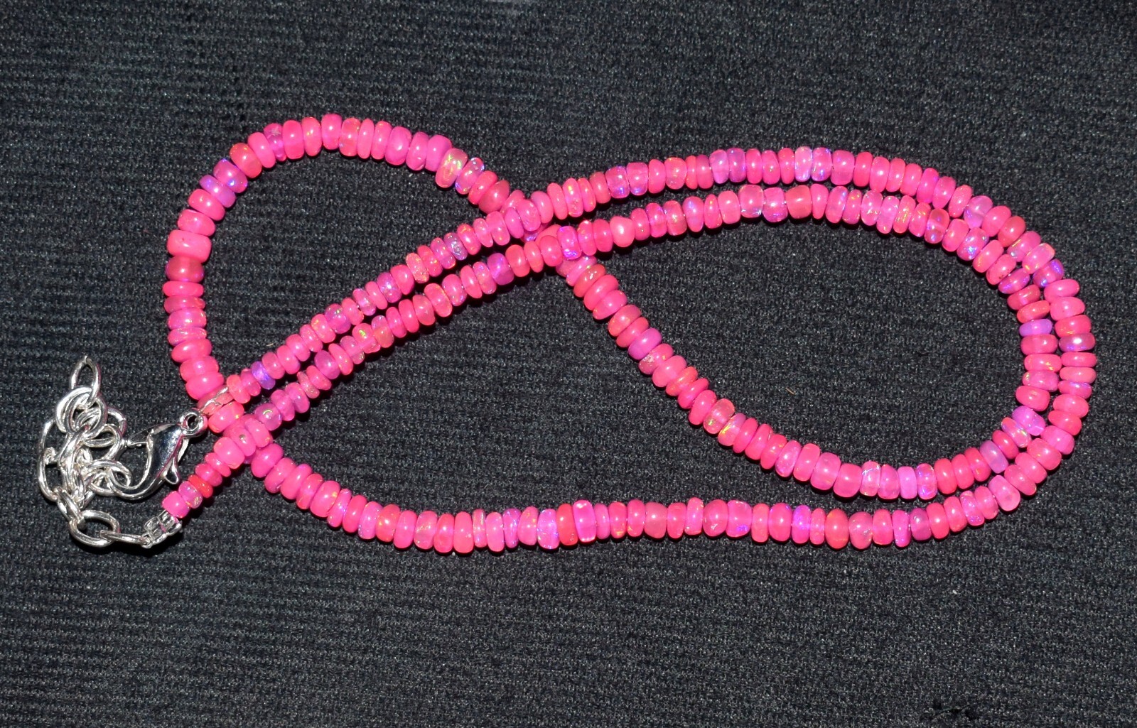 16″Natural Ethiopian Opal Wello Fire Opal Gemstone Bead Necklace Size 3-4 MM