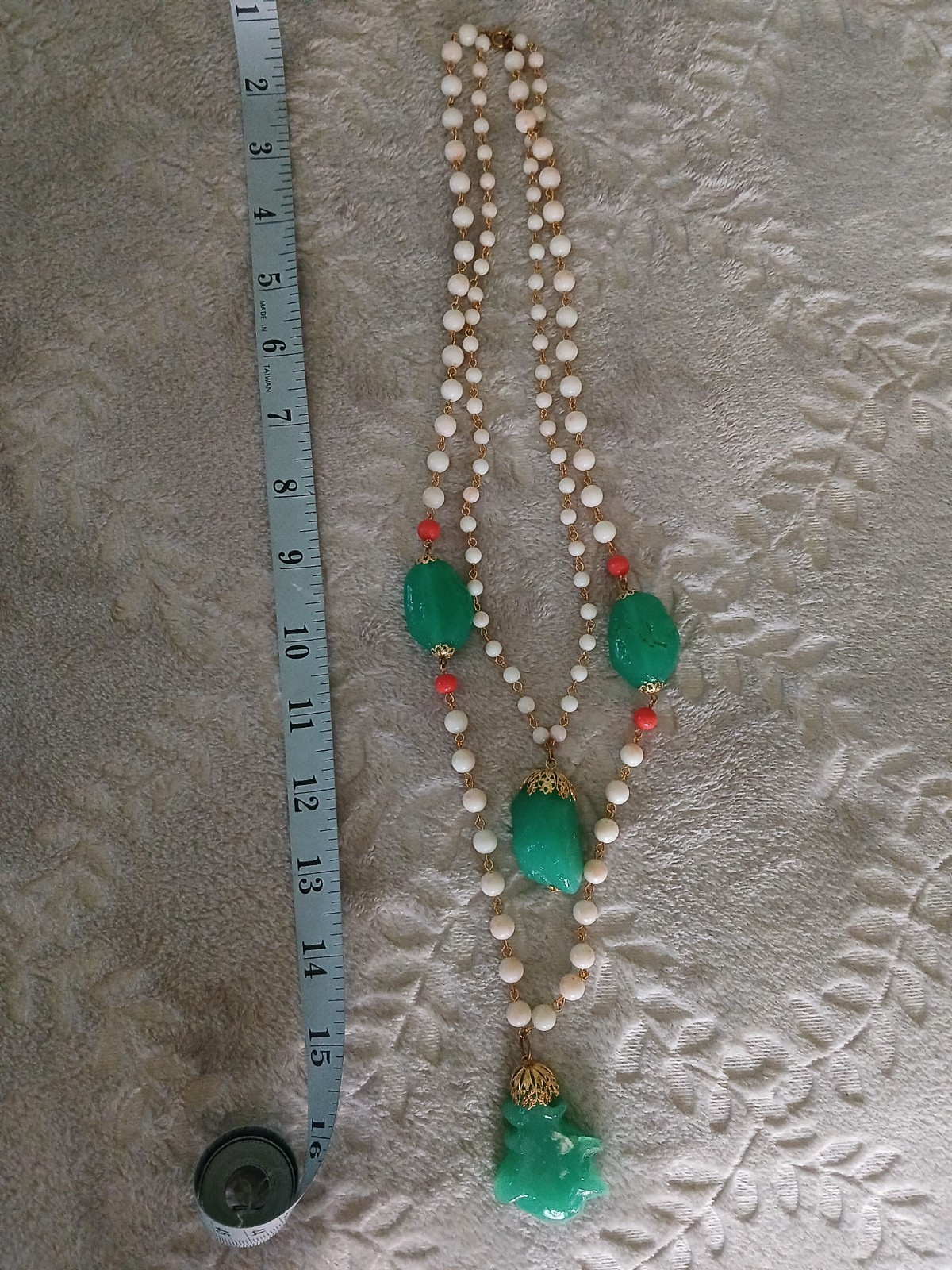 Vintage bead and Turquoise Color Nuggets Art Deco Style Necklace