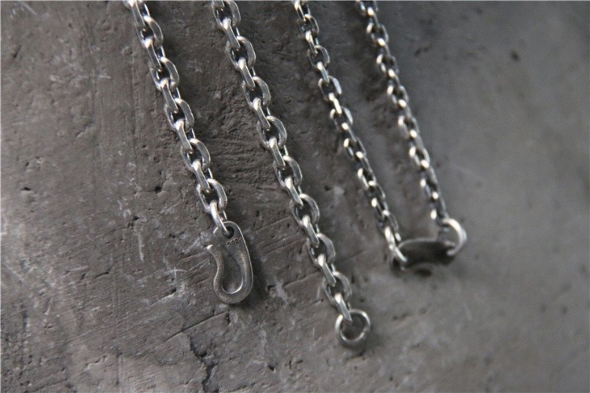 Oxidized Thai Silver Chain, S925 Sterling Vintage Rolo Necklace for Pendants
