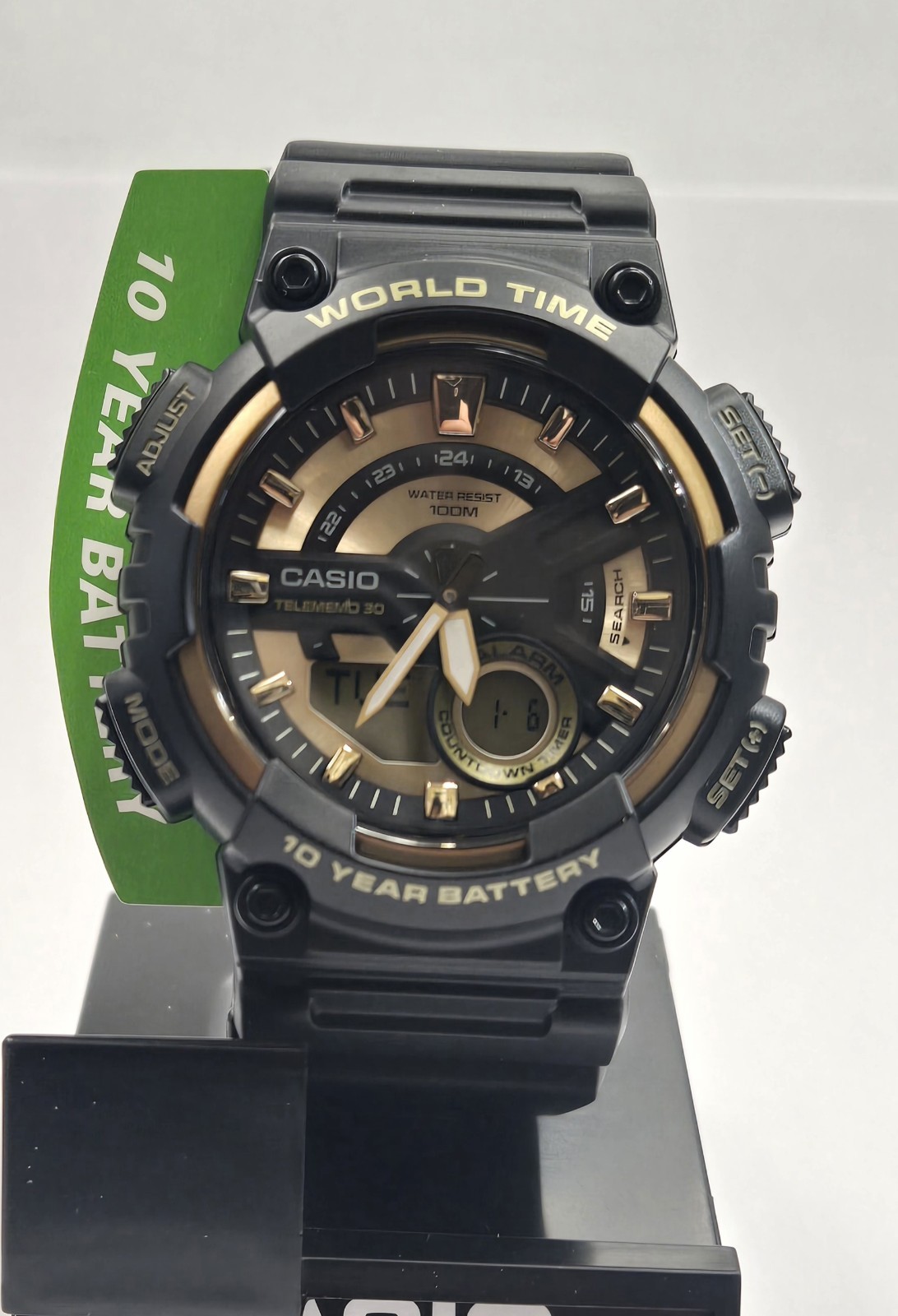 Casio Analog Digital sports watch Black and Gold AEQ110BW-9 AEQ110BW AEQ-110BW