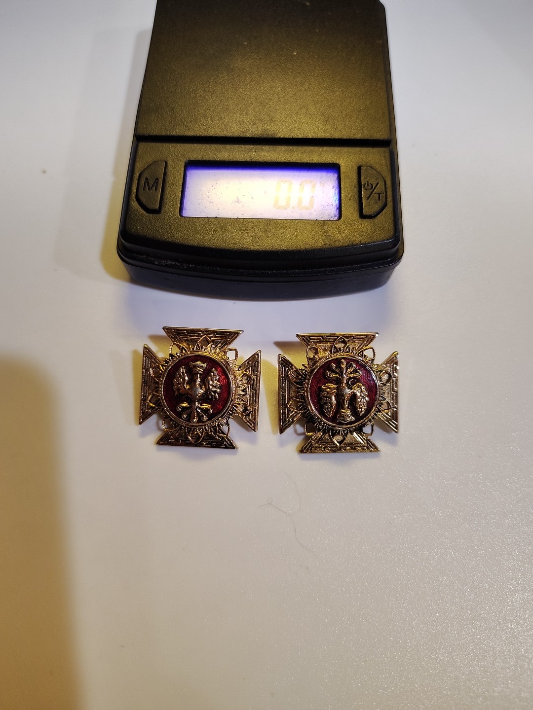 Rare VINTAGE Pins Maltese Cross Enamel CROWN Eagle CREST 2 Pins Polish Army