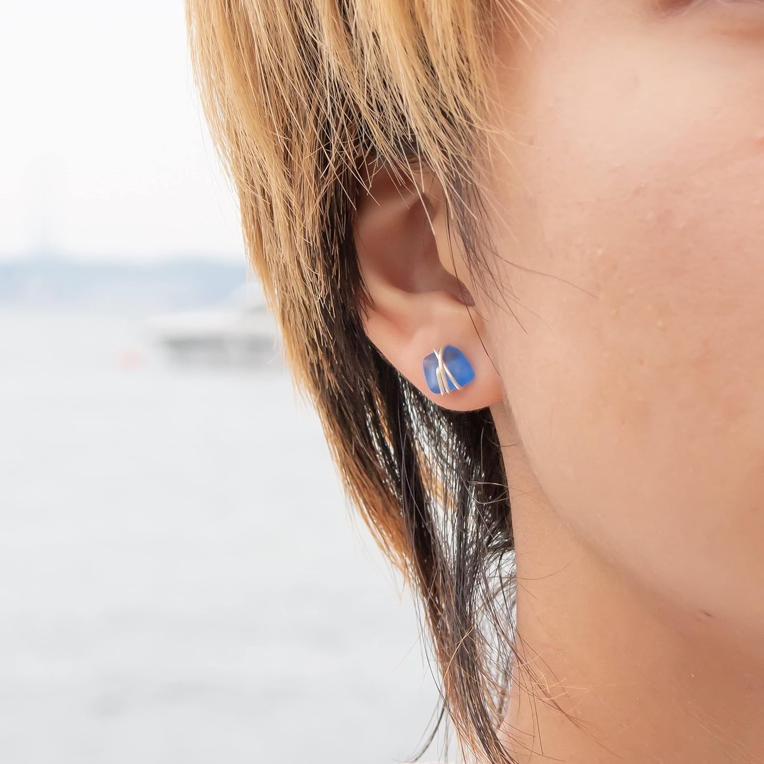 Eco-Friendly Handmade Sea Glass Earrings S990 Silver – Fashion Statement Piece