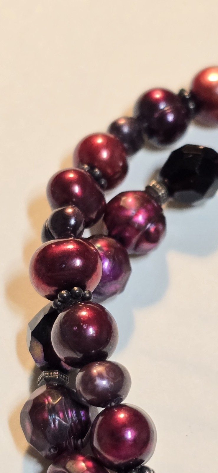 Sterling Silver 925 Burgundy Preals Dubble Strand Bracelet Toogel Clasp
