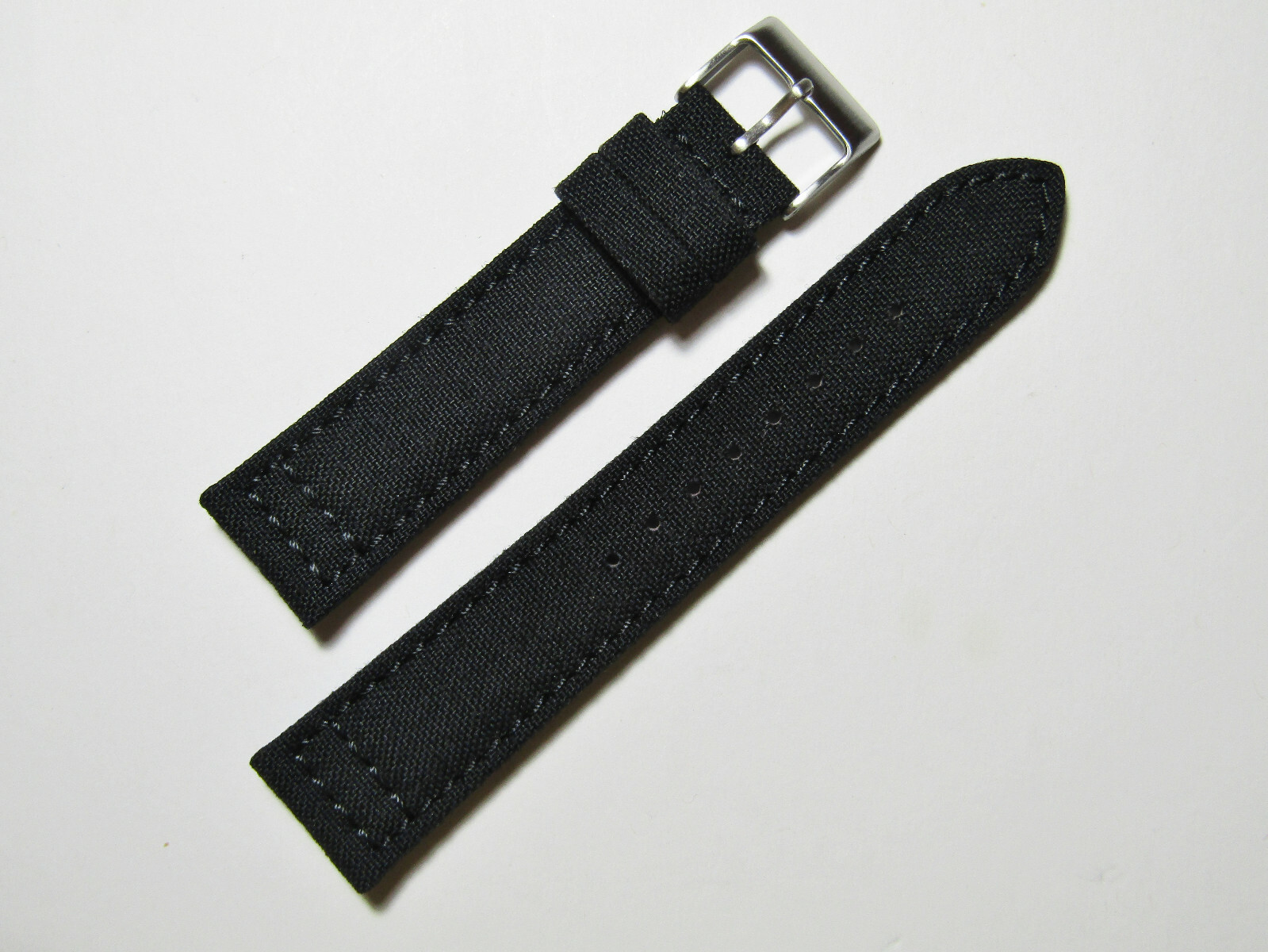 20mm Hadley-Roma MS850 Mens Black Cordura Canvas Watch Band Strap