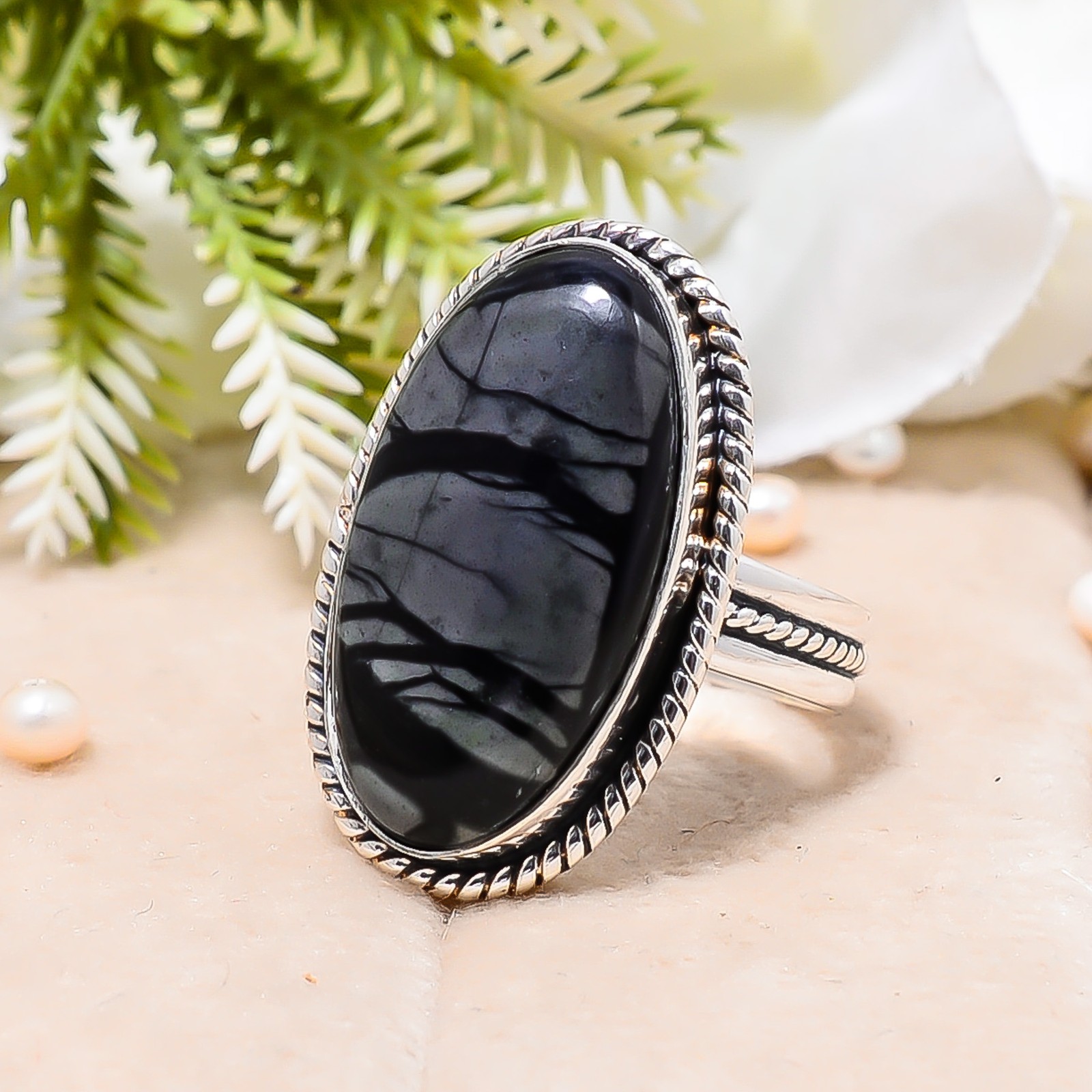 Picasso Jasper Gemstone Solid 925 Sterling Silver Ring, Christmas Gift For Her