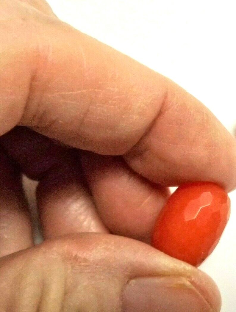1 CARNELIAN GEMSTONE FACETED CYLINDER [ 12 x 16mm] LARGE BEAD New *USA*