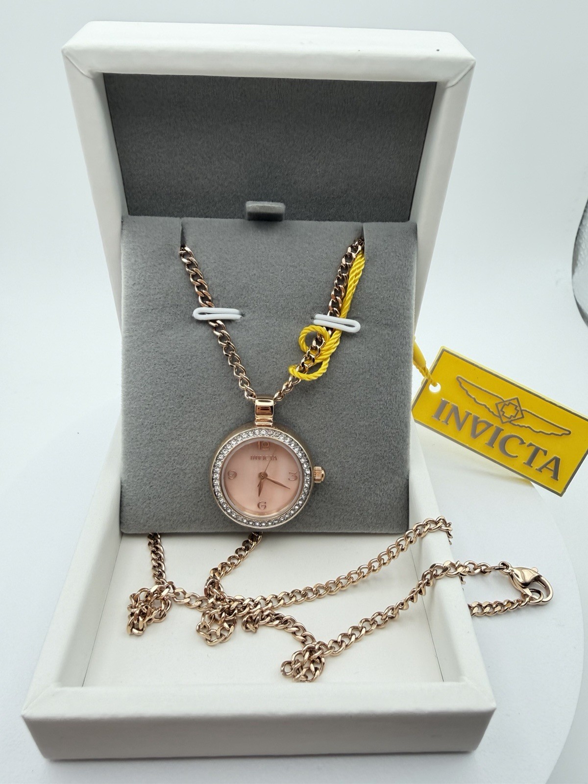 49933-Invicta Mini Angel Necklace Watch With Mother Of Pearl. Rose Gold. 22.5mm