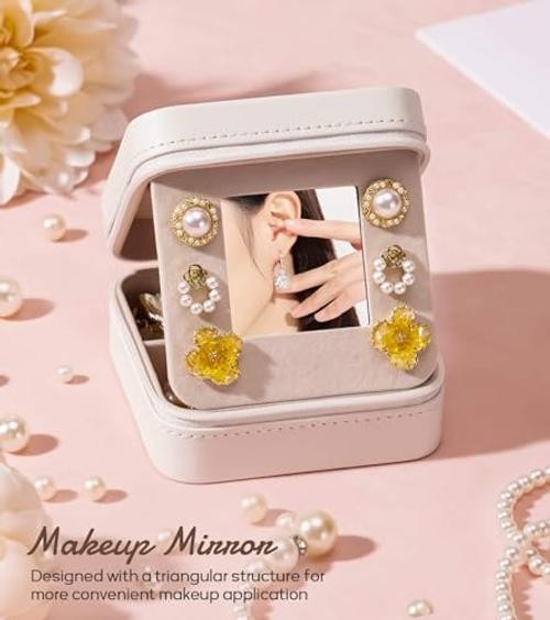 Travel Jewelry Box for Girls: Traveling Ring Case Gift for Women – A White