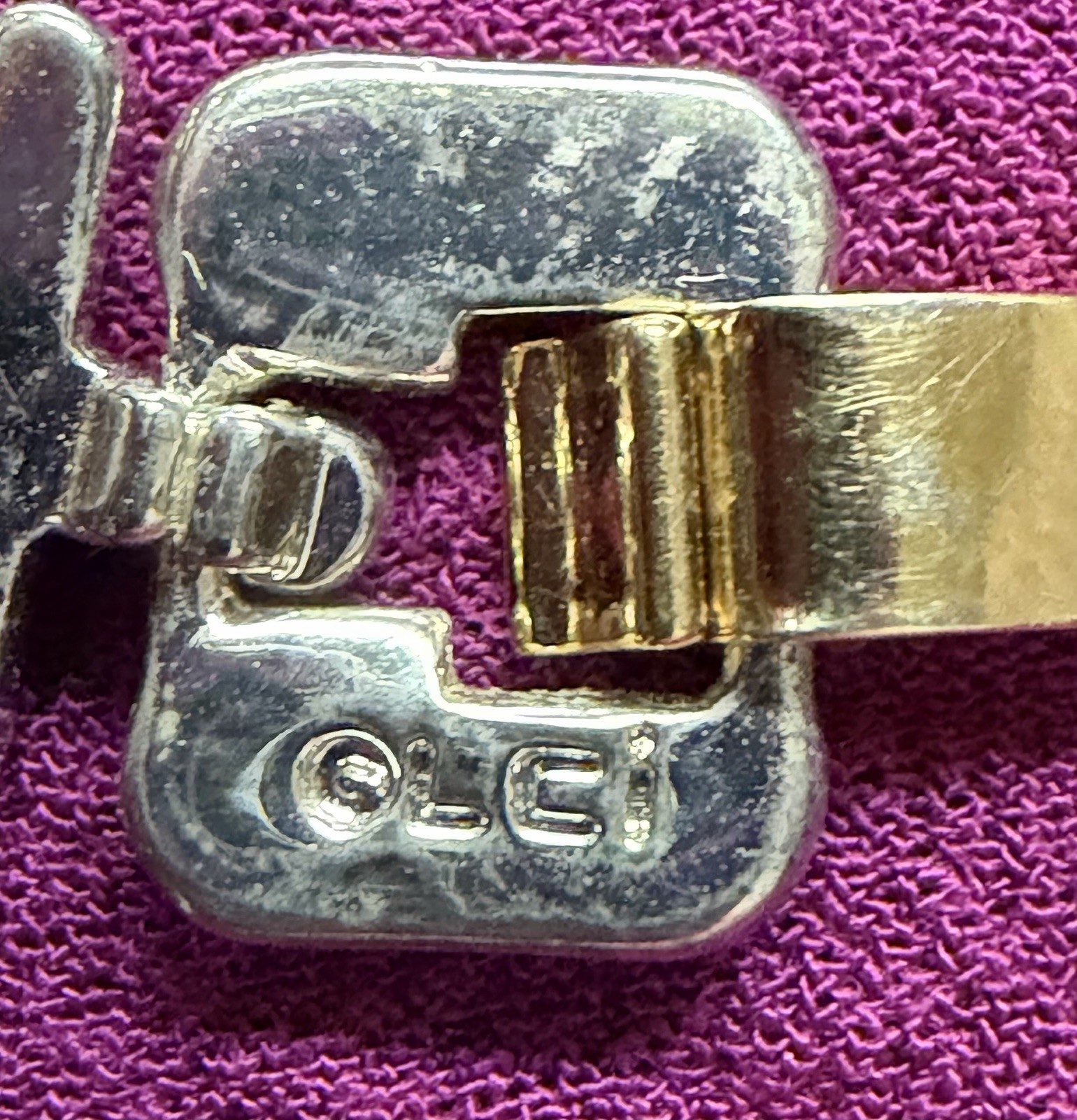 Vintage Liz Claiborne Two Tone Gold Silver Link Bracelet Geometric Signed 7”