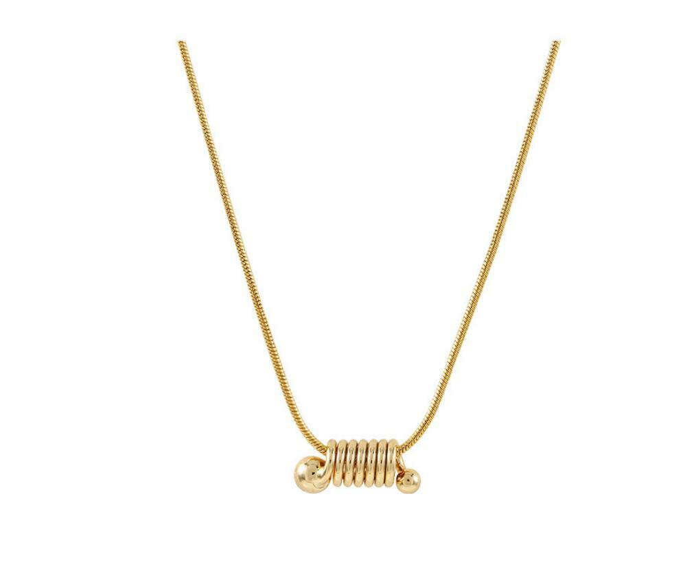 Punk Ring Spring Gold Titanium Pendant Chain Necklace