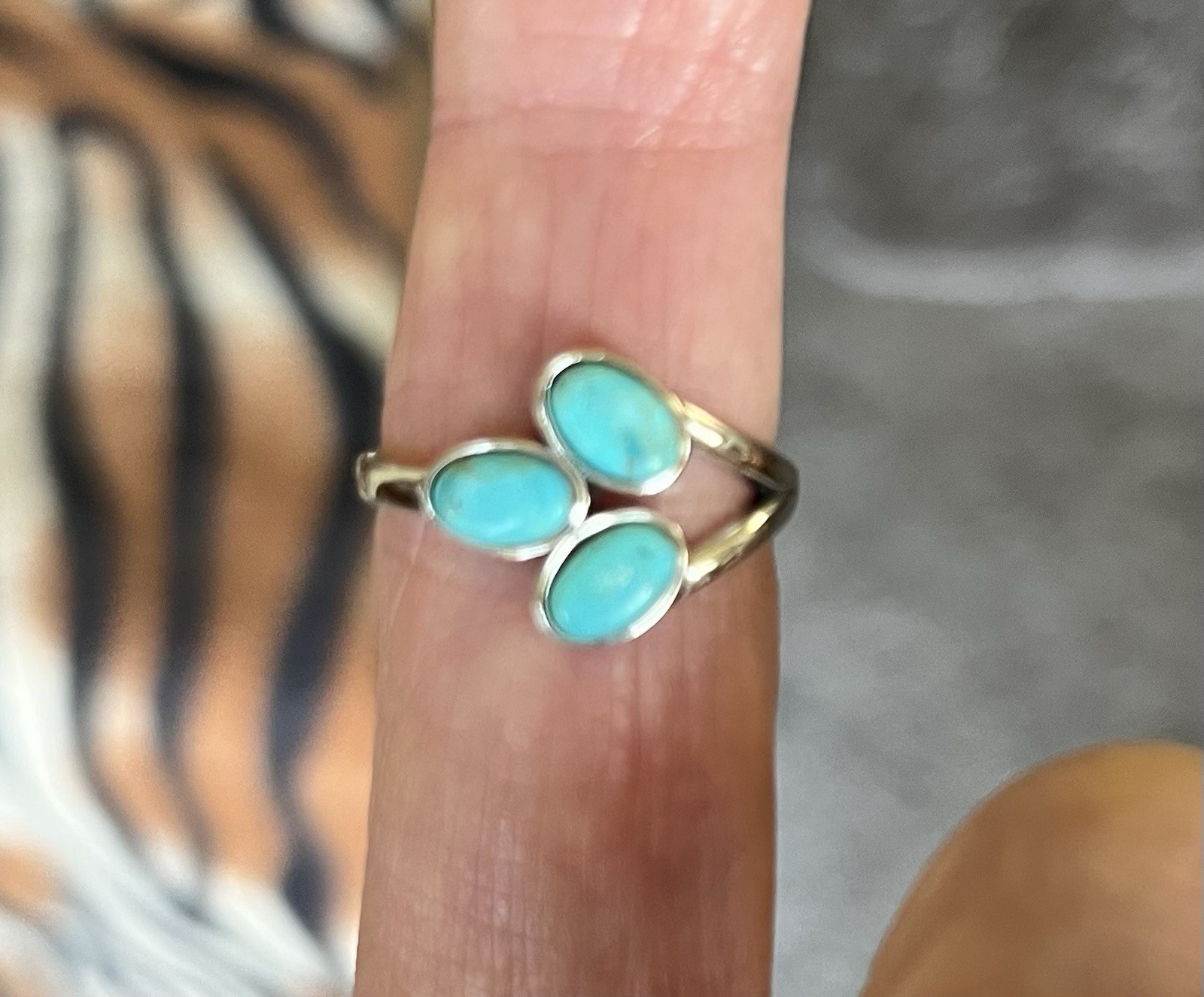 Sterling Silver Genuine Turquoise Ring Size-7, Face Height: 12.4mm. Beautiful🩵