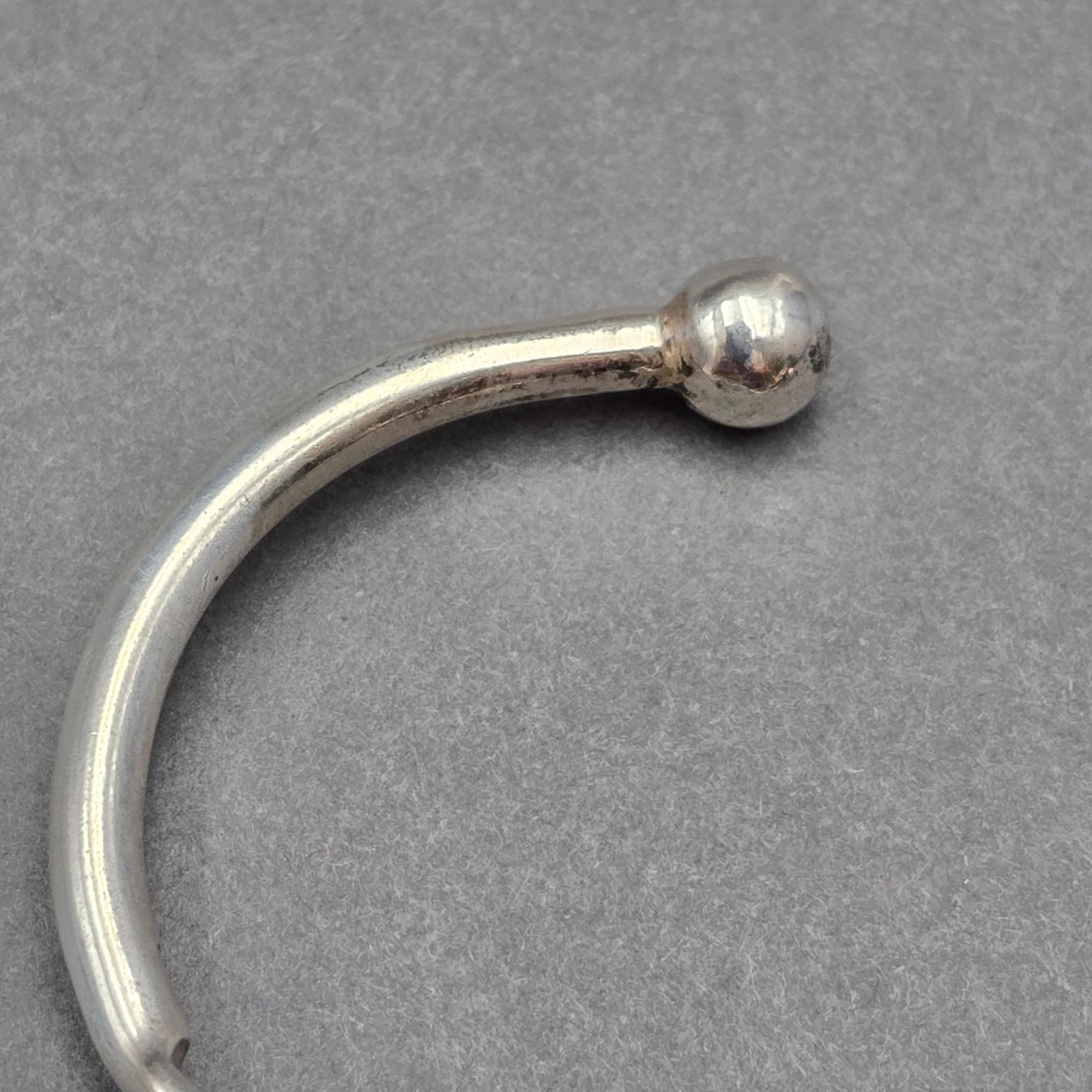 Vintage 800 Silver Cuff Bracelet 6.75″ Engravable ID Plate Ball Tip Minimalist