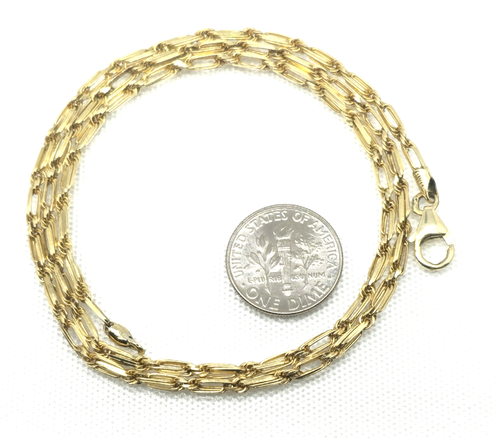 HMS Italy So1id Real 14K Yellow Gold Figarope Rope Chain Necklace 18 inch 8gr