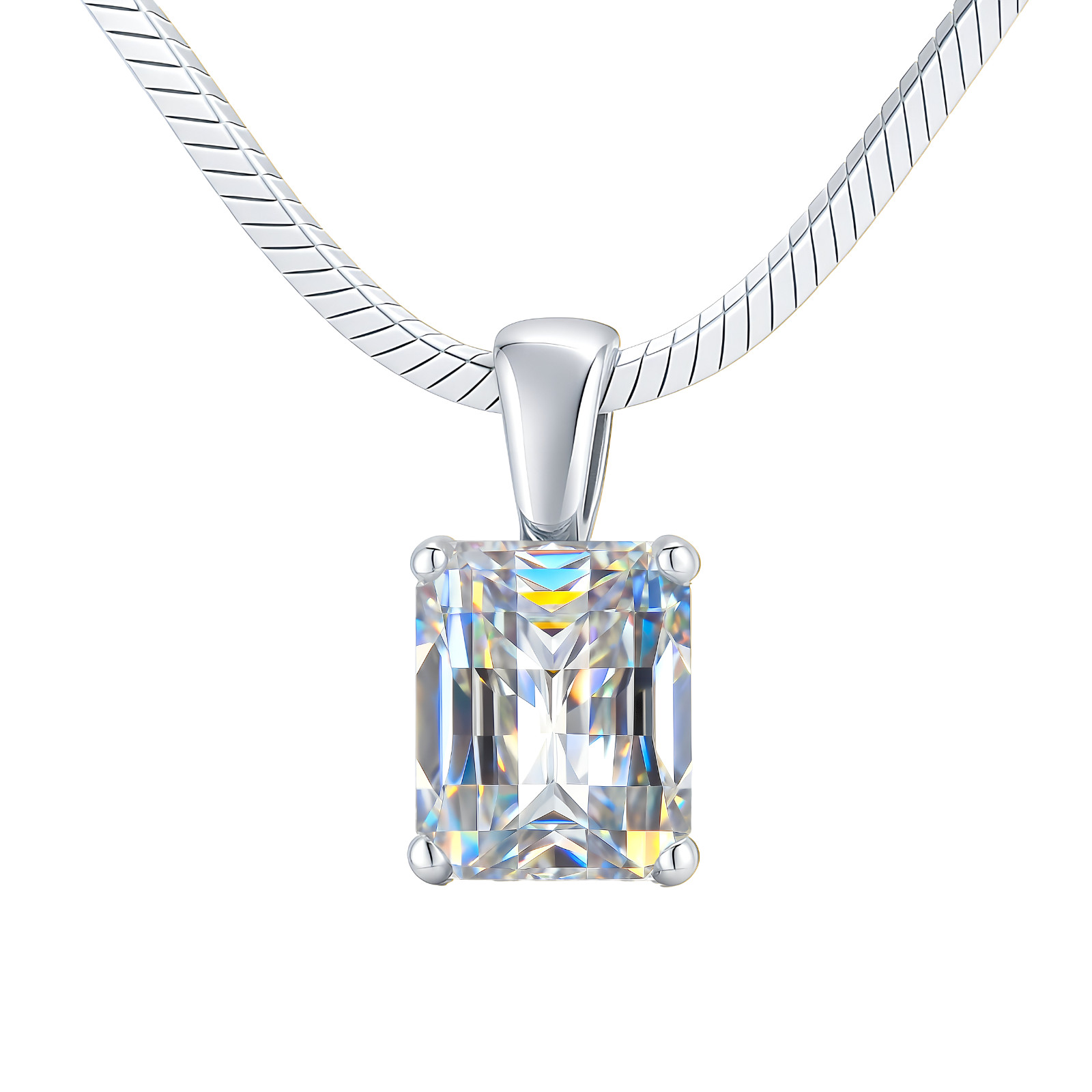 Moissanite Pixel Cut Necklace 4ct – 925 Silver – Clear/Champagne – Limited Edition