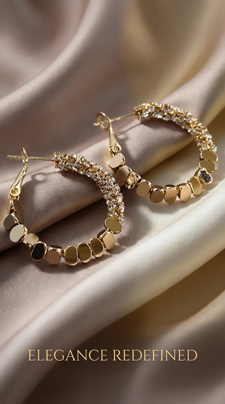 Women HOOPS Gold Color Earrings Daily Wear Or Party Wear