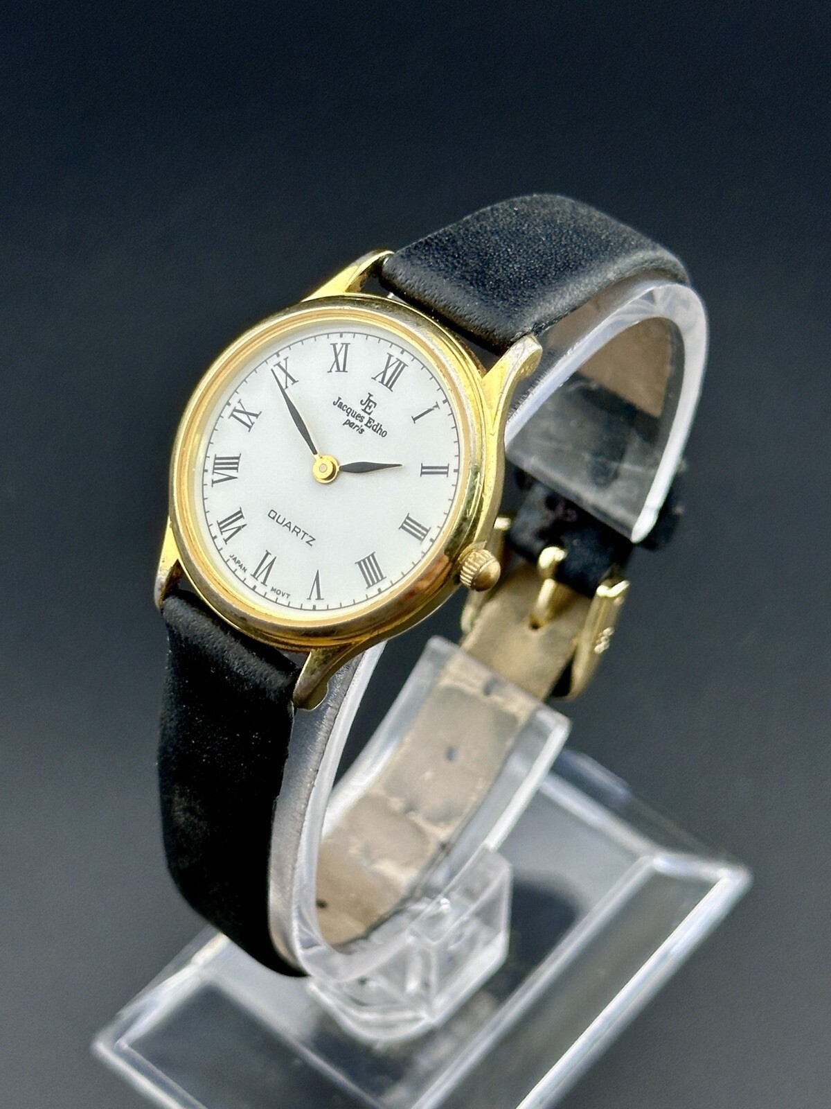 Rare Working Jacques Edho 18k Gold Plated 790/4E Round Watch Roman Numerals D2