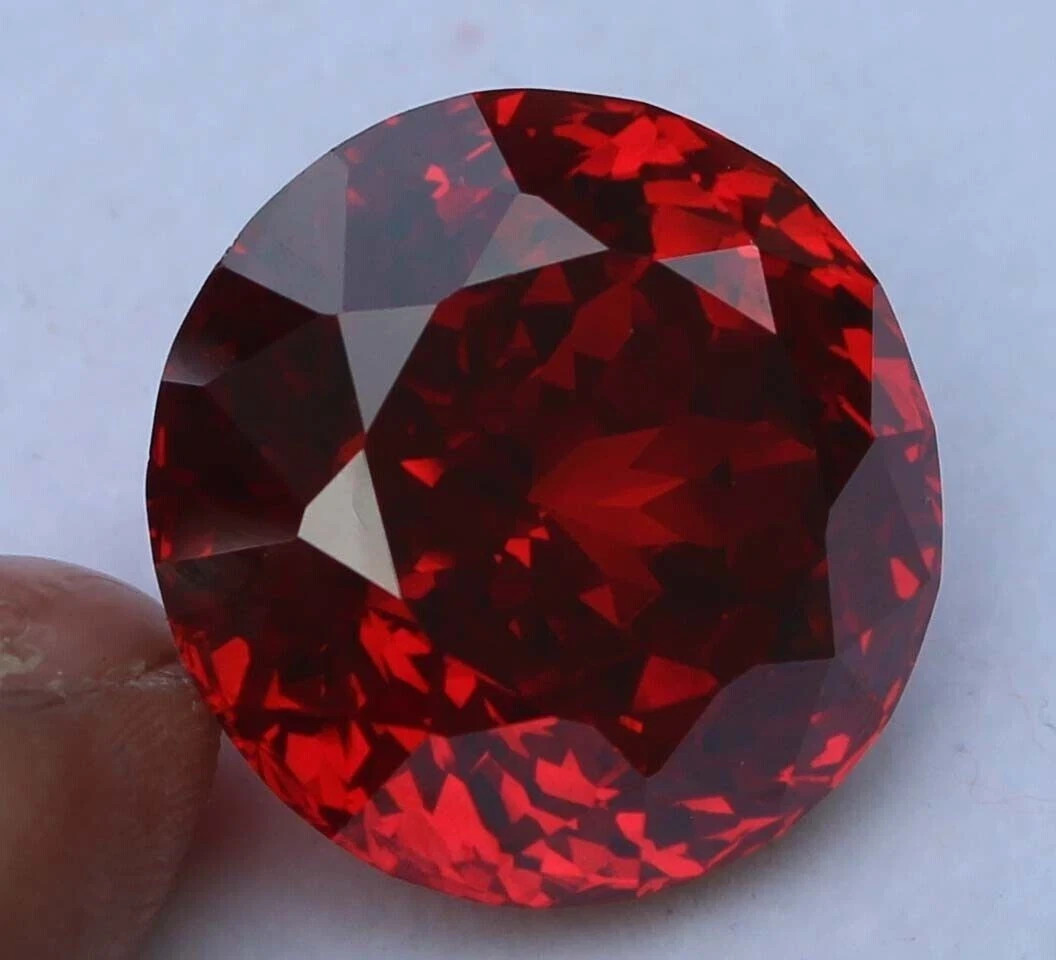 55 Ct Natural Red Zircon Round Cut Certified Loose Rare Quality Gemstone