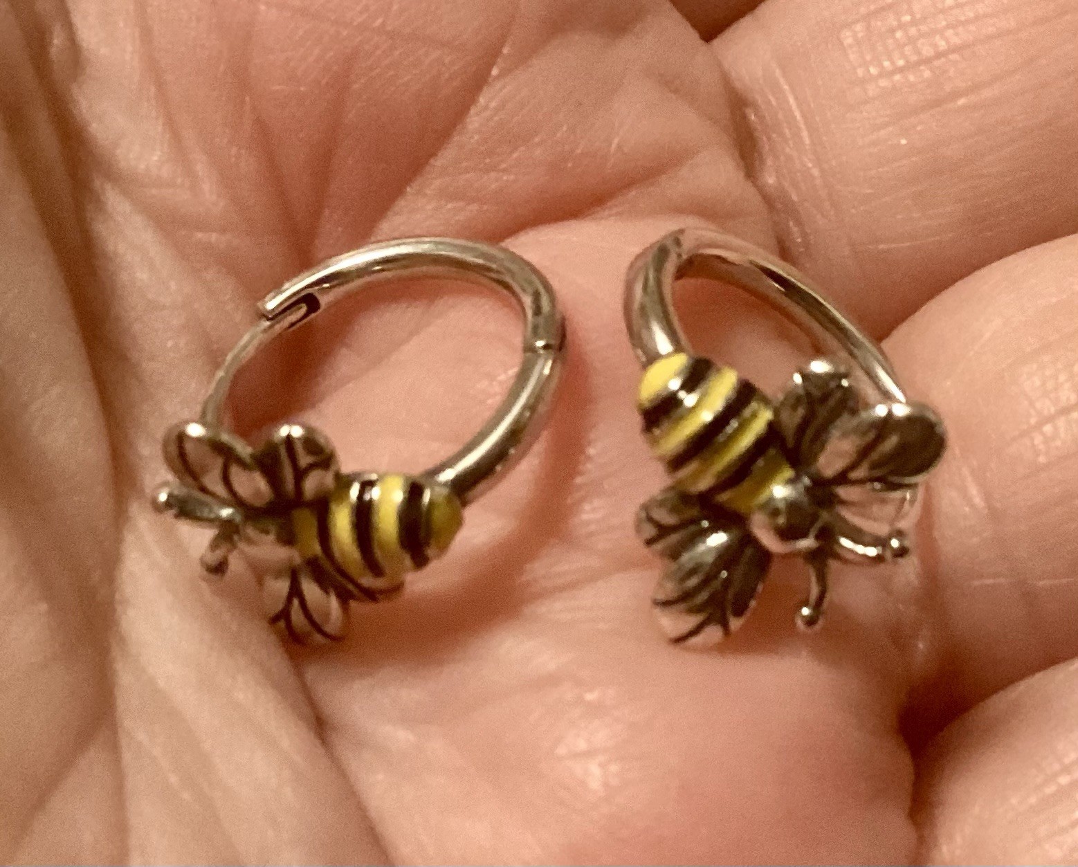 Yellow & Black Bee Huggie Hoop Earrings 3/4”