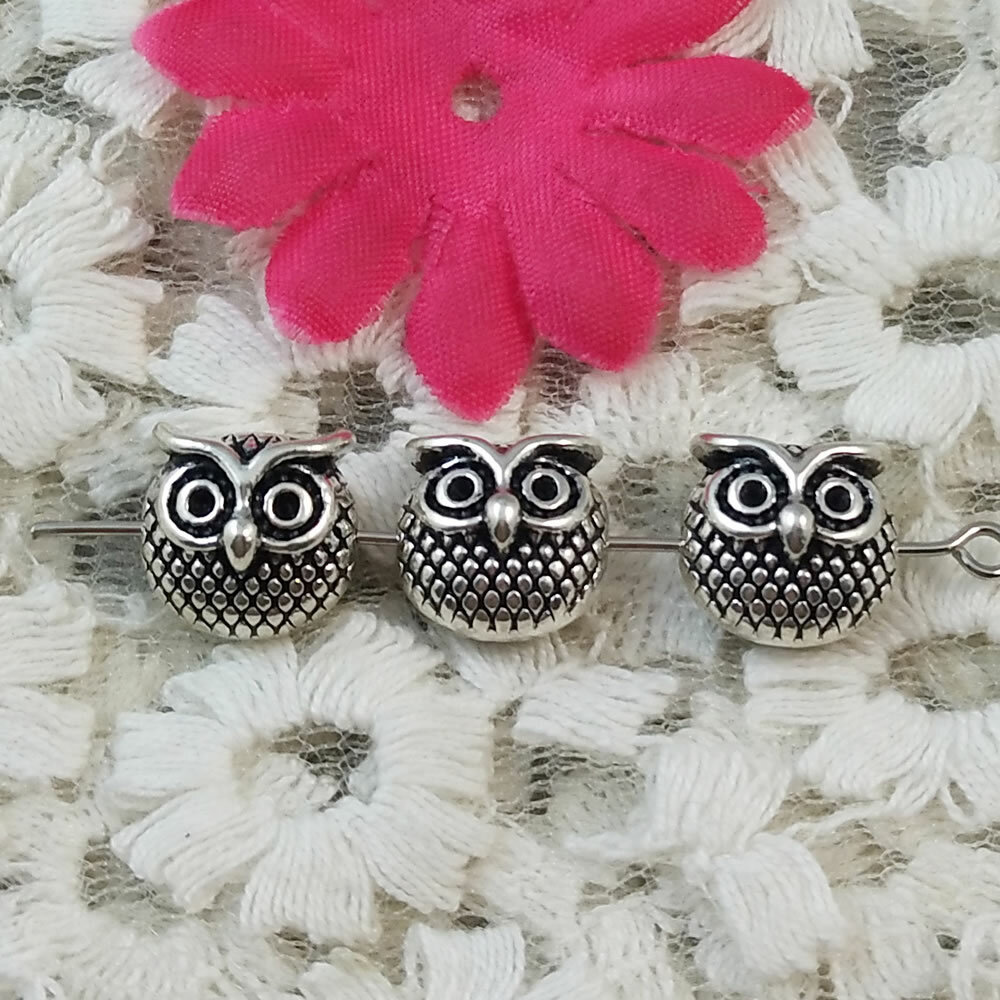 Free Ship 26 Pcs Antique Silver Owl Spacers 11X11MM H-5247