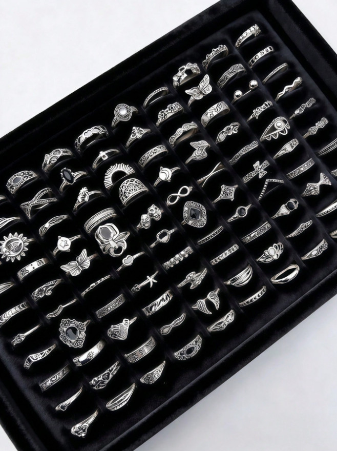 20PCS Silver Bulk Lot Rings For Men And Women Goth Grunge Fashion Ring Wholesale