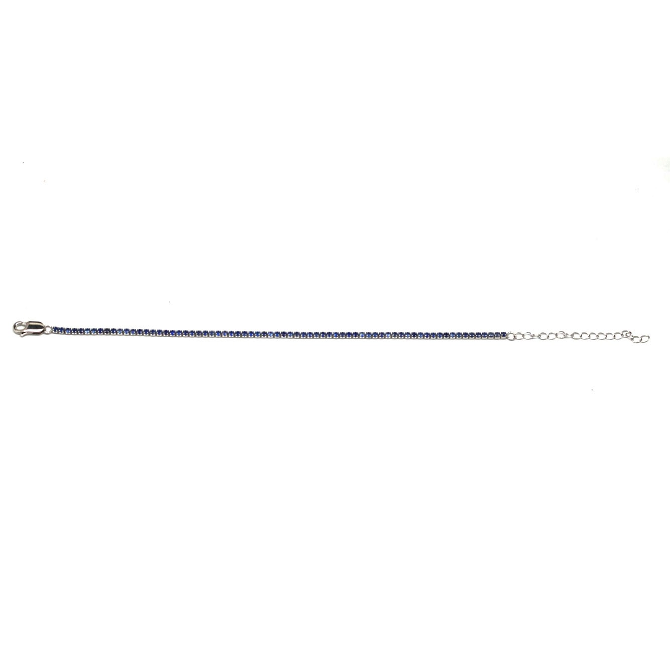 Blue Sapphire Bracelet 8.5 In. 925 Sterling Silver Handmade