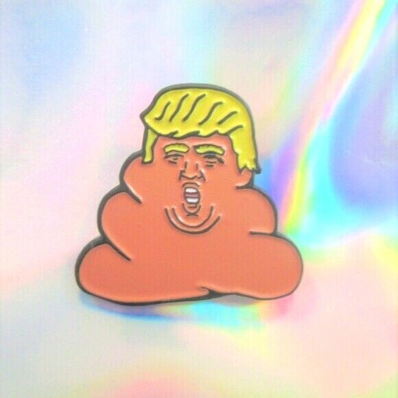 Anti Donald trump poop emoji metal enamel pin dump poo biden jewelry
