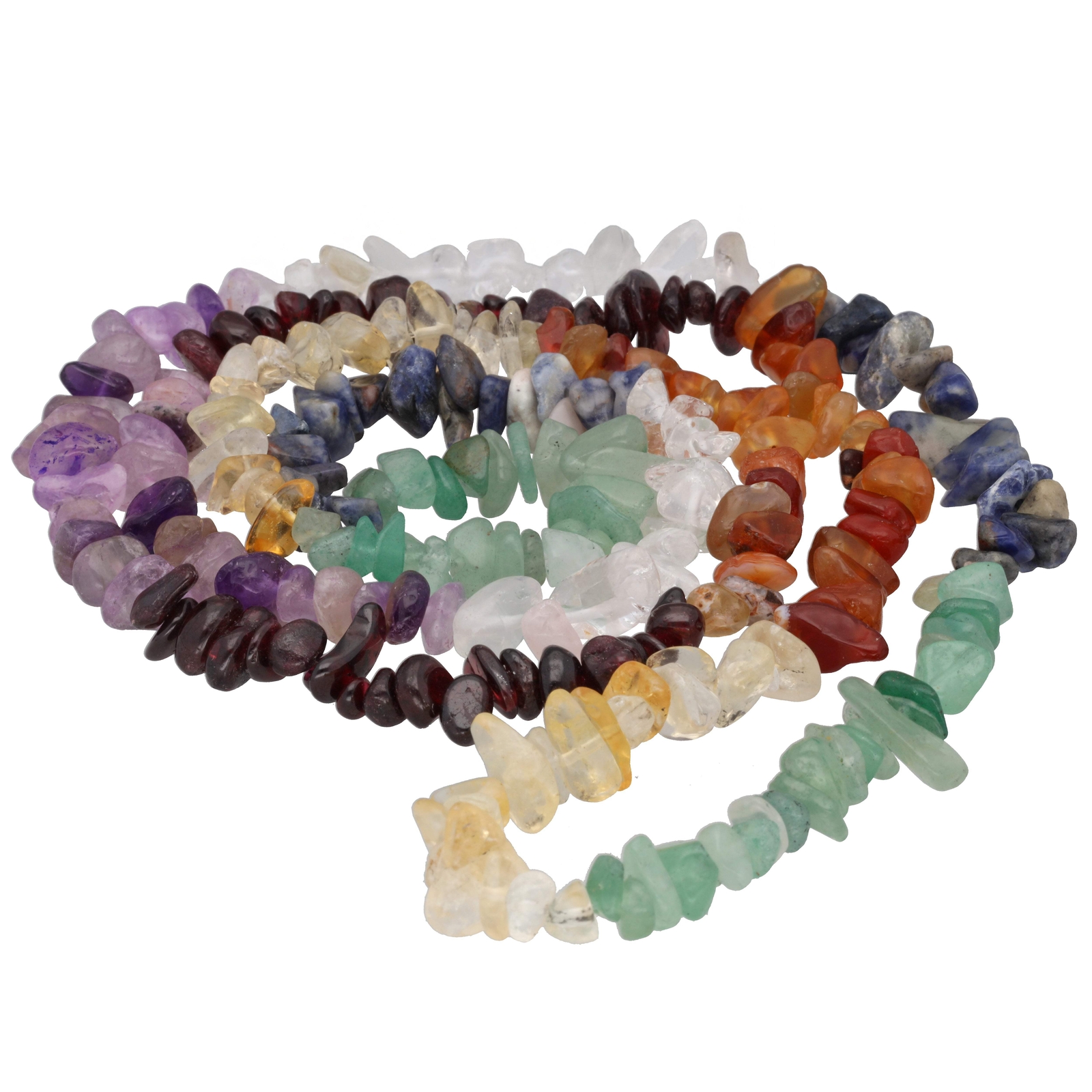 Chakra Necklace Sliver Chain Long Endless No Clasp Gemstone Healing Stone 90cm