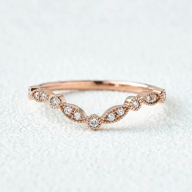 14K Rose Gold Plated 2CT Round Cut Diamond Lab Created Wedding Band Ring