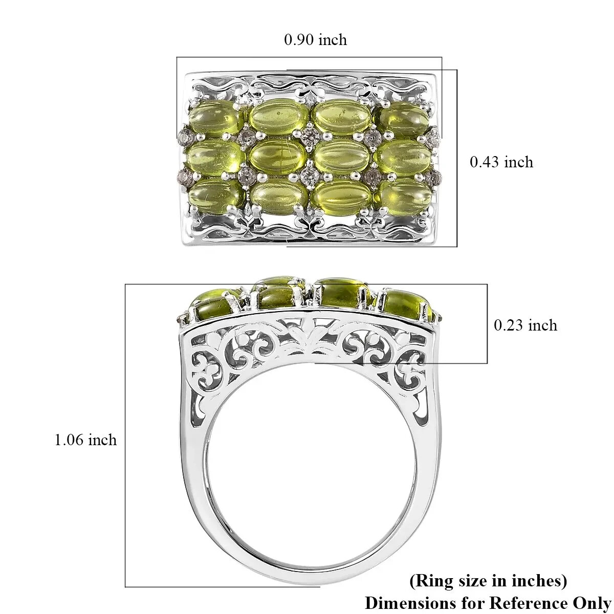 Italian Natural Vesuvianite and Zircon Ring in Plat Over Sterling 3.75 cts Sz 7