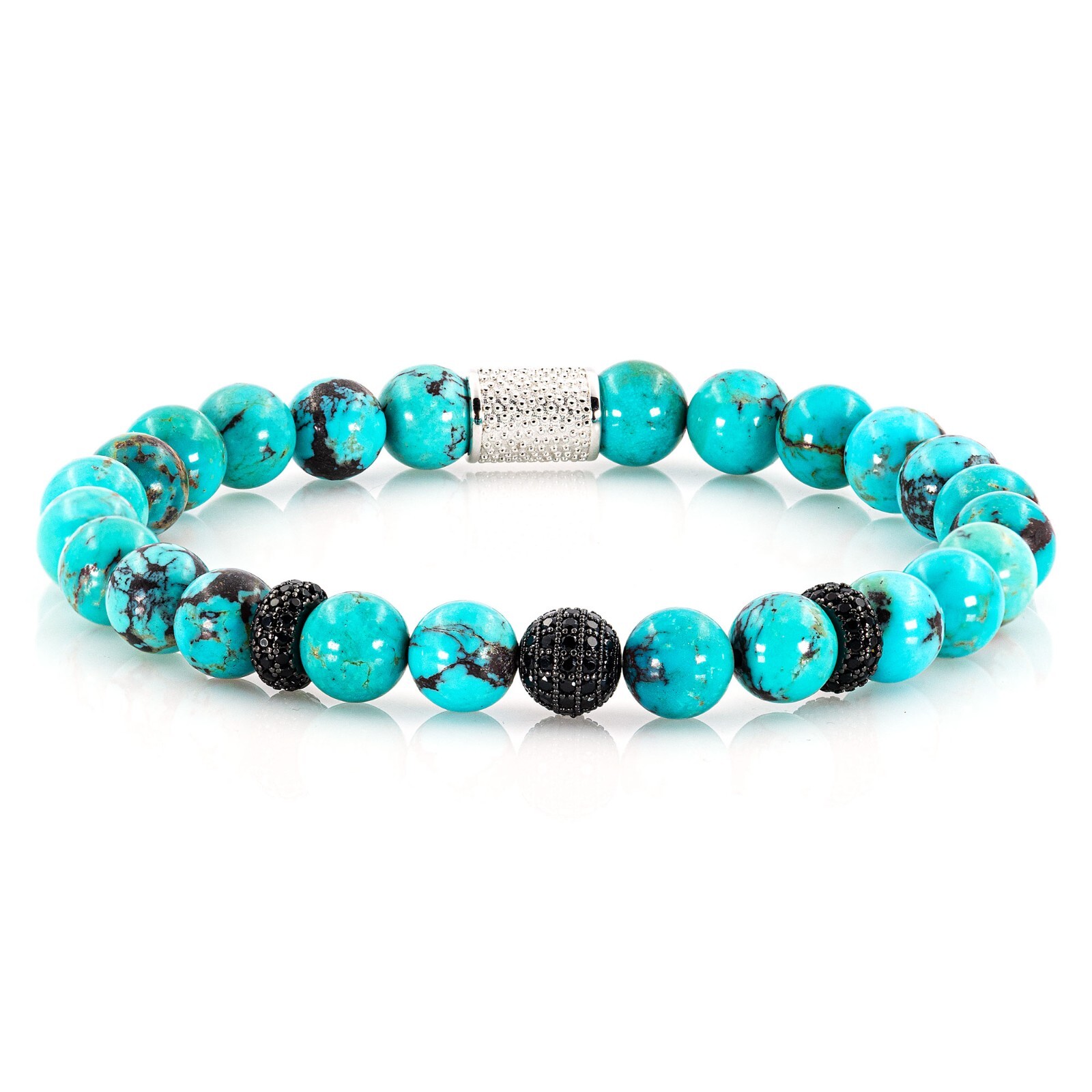 Turquoise 925 Sterling Silver Bracelet Bracelet Beaded Bracelet Genuine USA Zircon