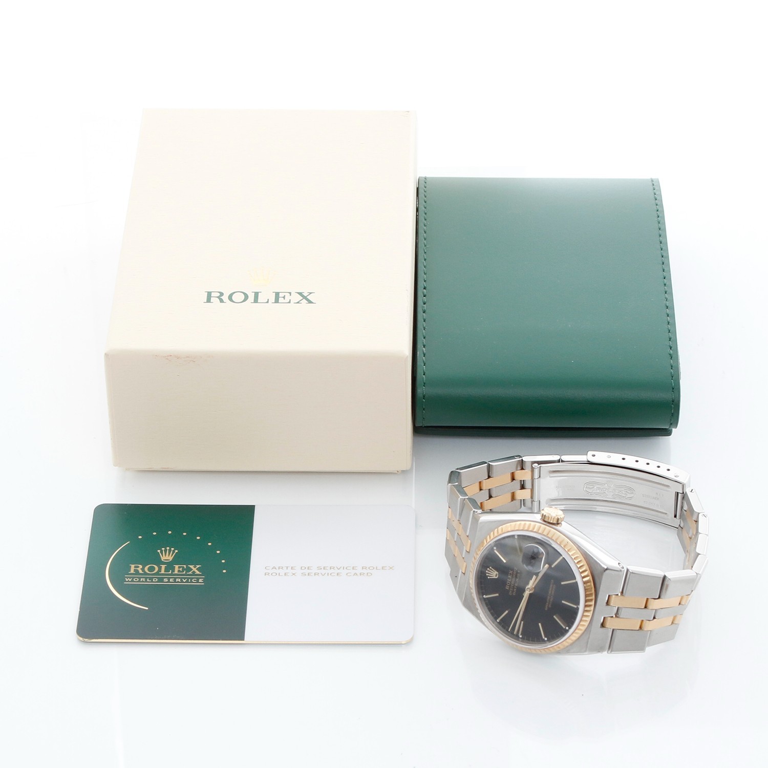 Rolex Oysterquartz 17013 Datejust 2-Tone Men’s Watch Rolex 2 year Warranty Card