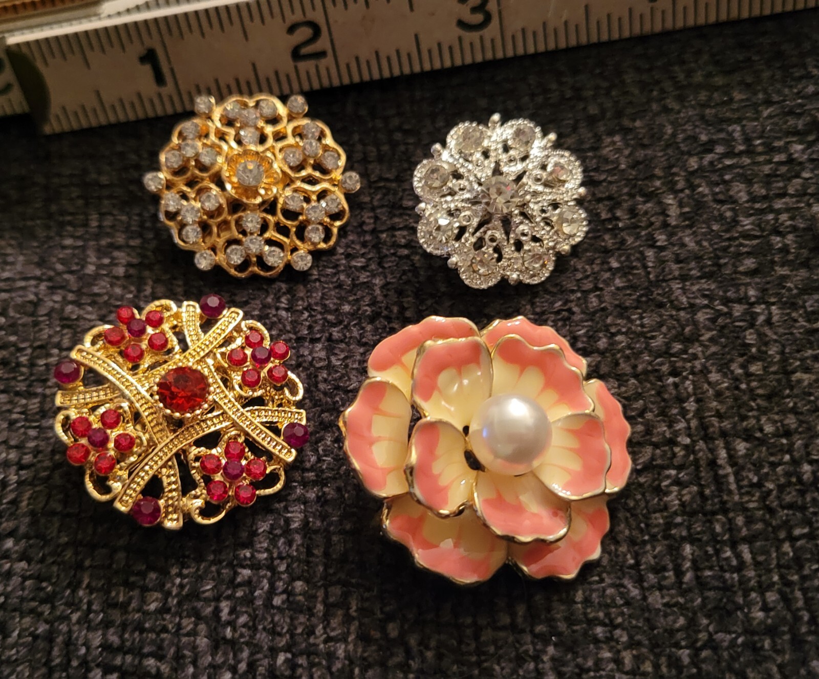 Rhinestone All Occasion Flower Floral Bouquet Brooch Pin Jewelry Lot CA USA E97