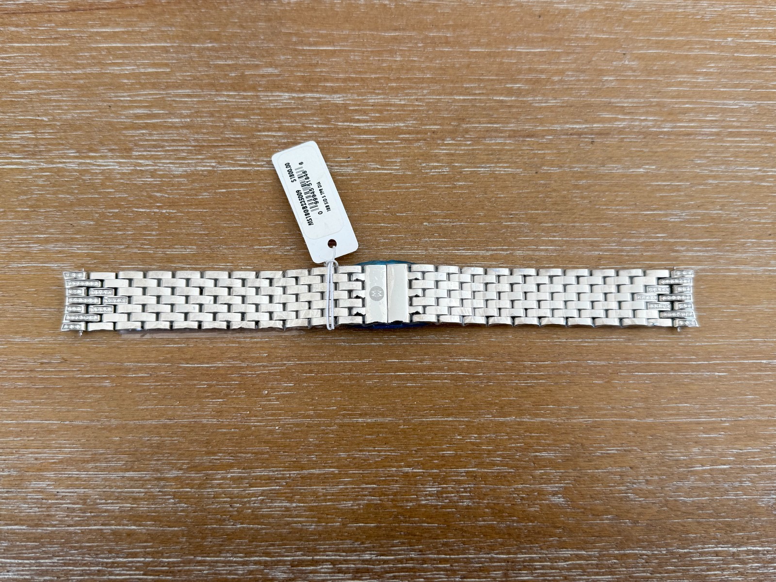 MICHELE SIDNEY CHRONO 7 LINK TAPER DIAMOND STAINLESS STEEL BRACELET MS18GB235009