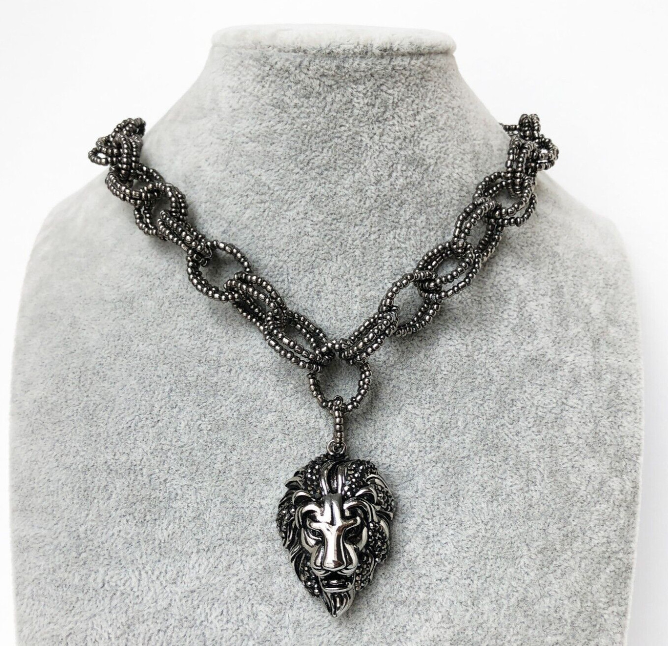 Lion head necklace large, extravagant eye catching necklace