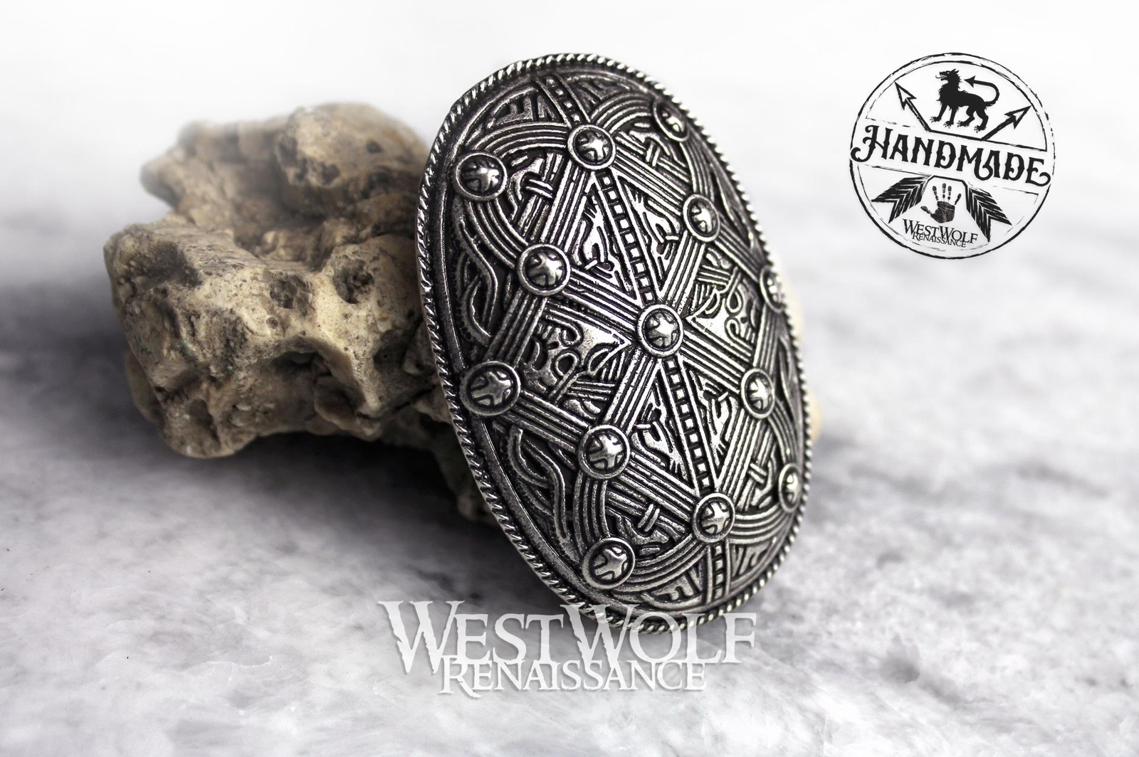 Viking Borre Style Tortoise Brooch or Pin — Norse/Norway/Domed/Oval/Medieval