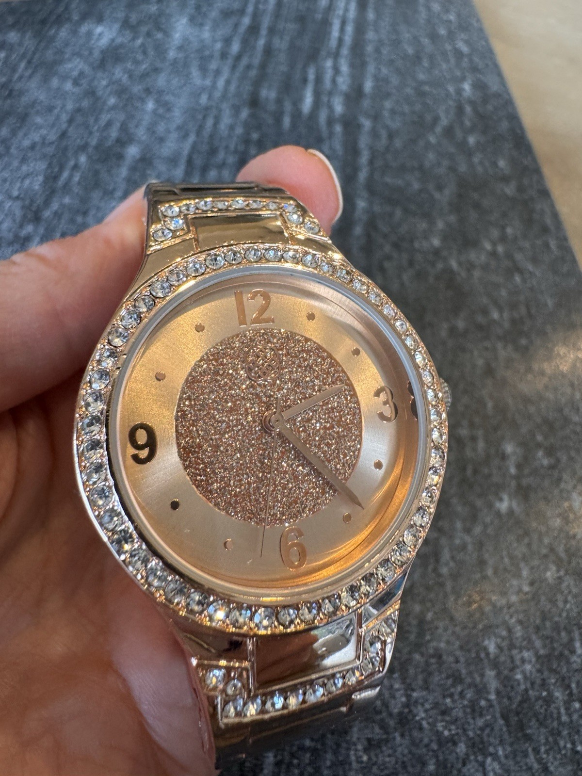 Geneva Rose Gold Crystal Watch (Running)