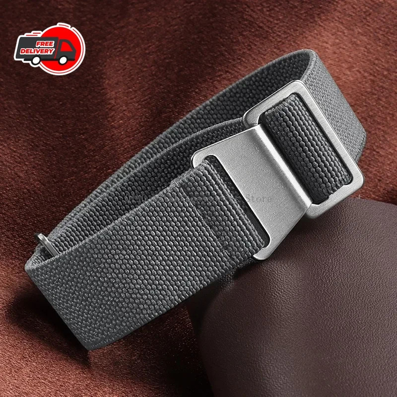 18/20/22mm Elastic Nylon Watch Band French Military Style Sport Strap Men Women