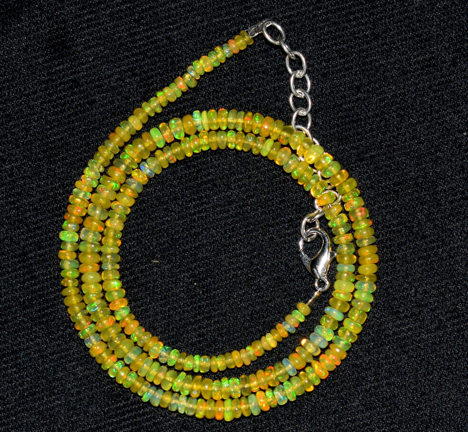 16″Natural Ethiopian Yellow Opal Wello Fire Opal Gemstone Bead Necklace 3-4mm