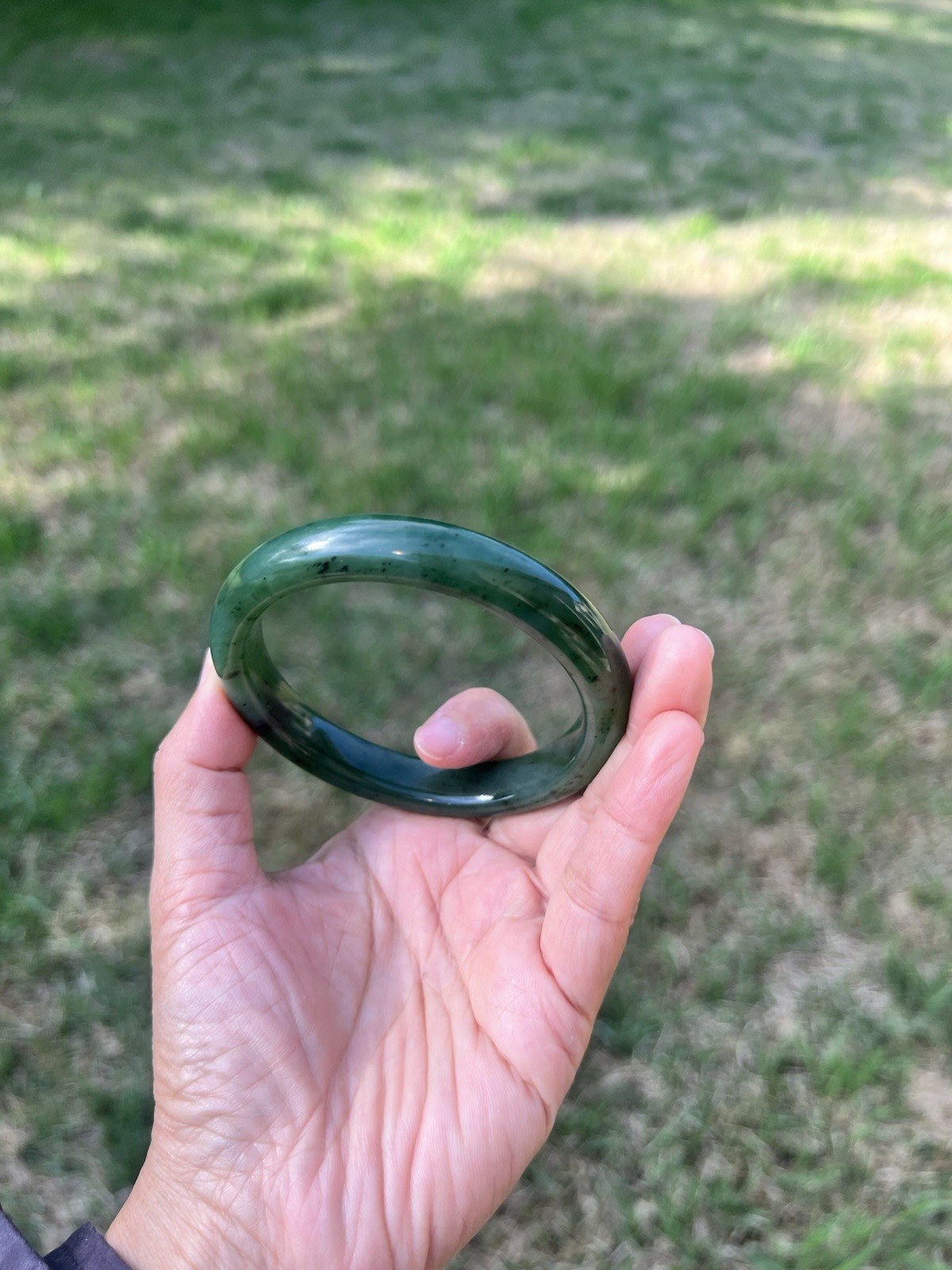 XXL 63.5mm Genuine Green Nephrite Jade Bangle Bracelet B729 2