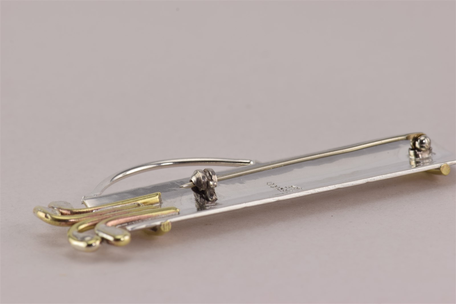 Sterling Silver & Brass 69mm x 15mm Golf Bag Clubs Mexico Pin Brooch