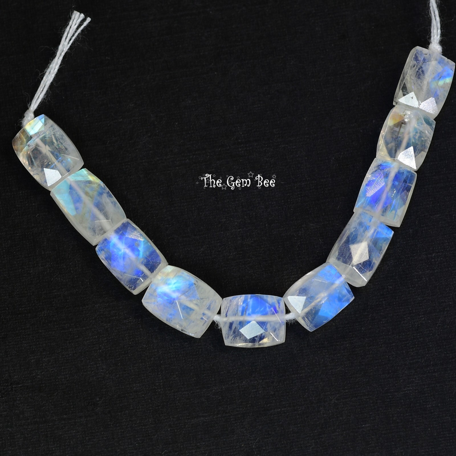 Rainbow Moonstone Faceted Tapered Rectangular Kite Center-Drilled Bead 3″